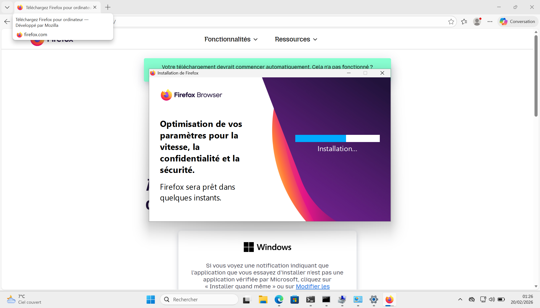 Firefox installé